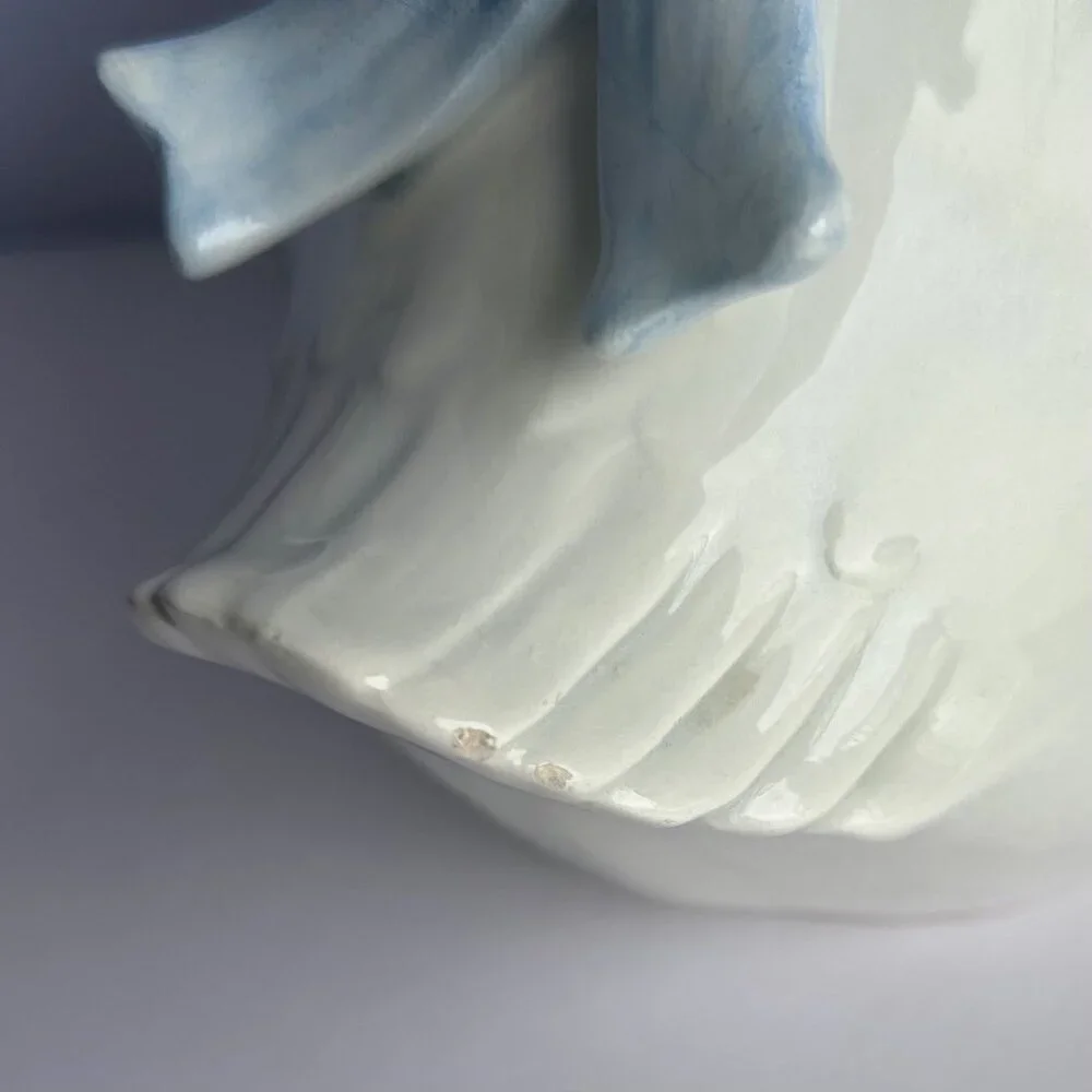Fitz and Floyd White Goose Pitcher Blue Ribbon Handle Vintage Kitchenware - Picture 12 of 12